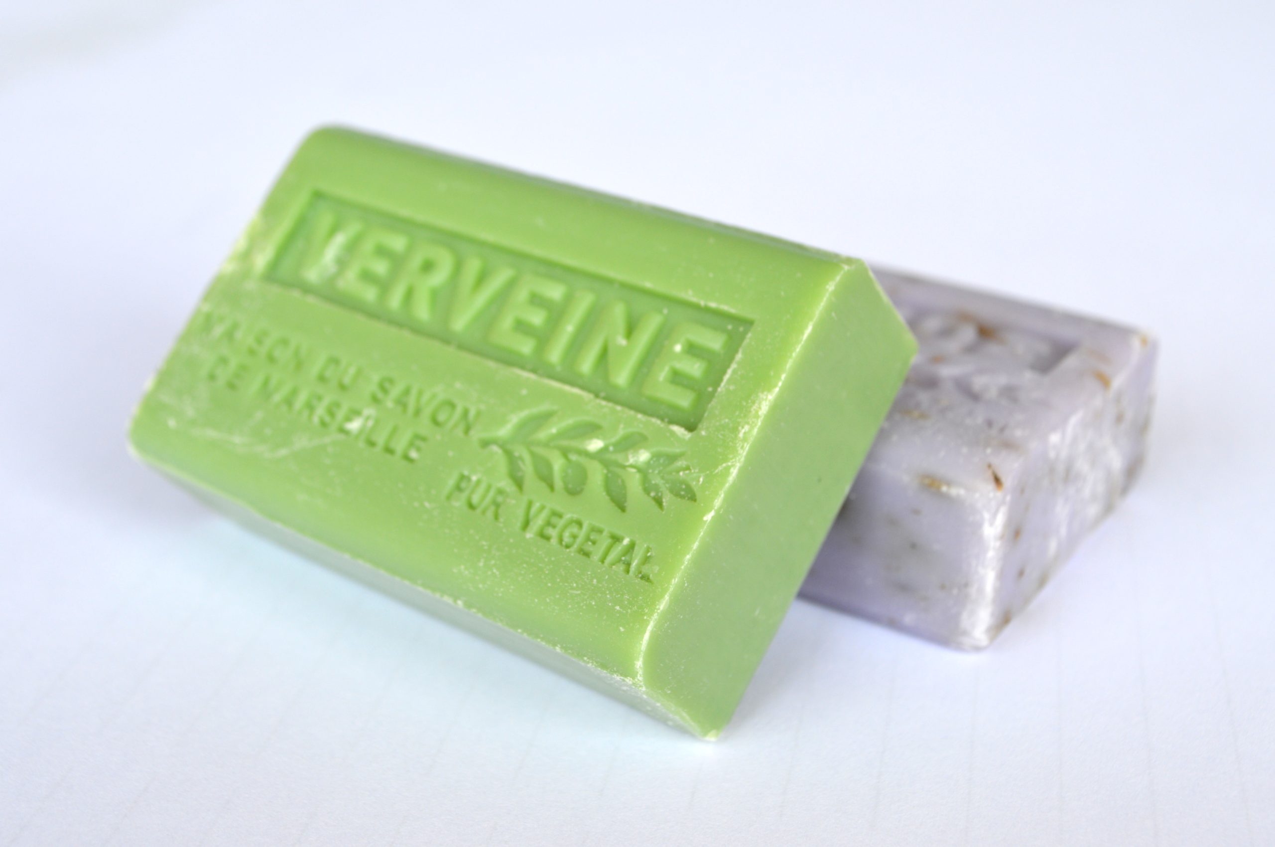 Two natural soap bars styled as a simple handmade skincare gift
