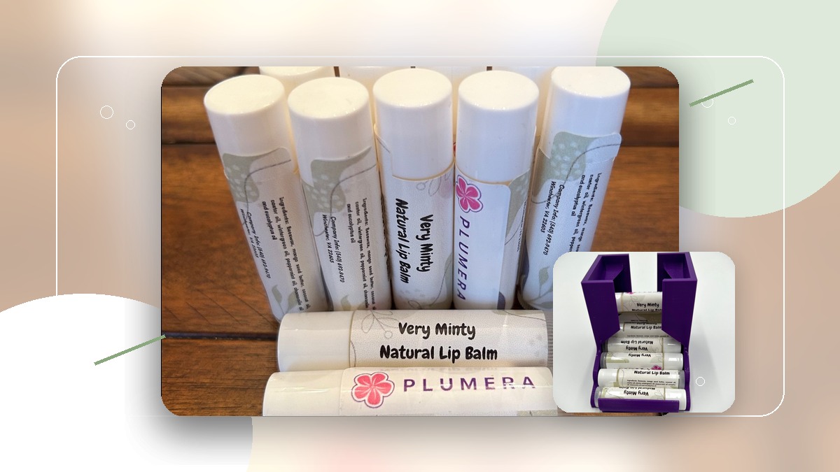 Natural Plumera lip balm styled with simple clean beauty ingredients