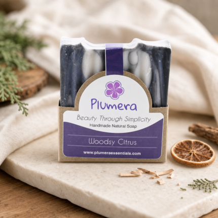 Woodsy Citrus handmade soap bar by Plumera Essentials