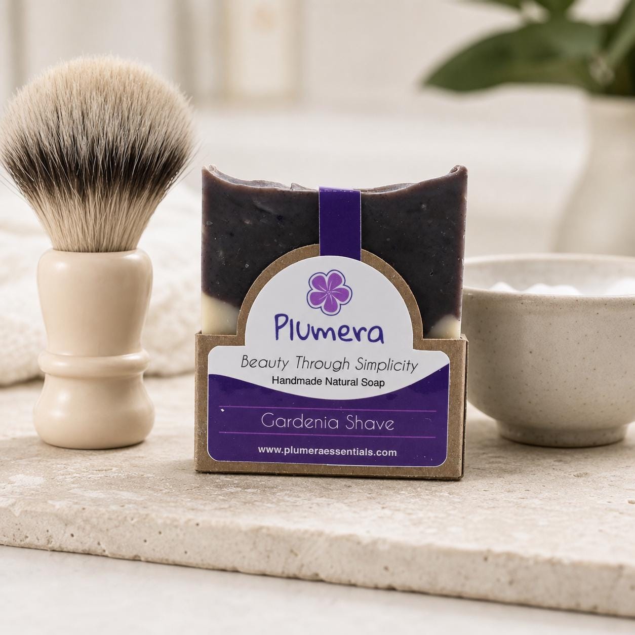 Gardenia Shave Handmade Soap — Main Image Gardenia Shave handmade soap by Plumera Essentials