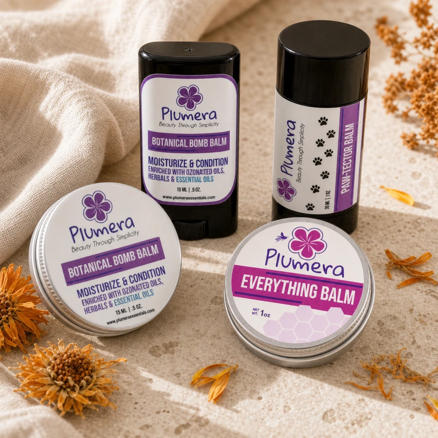 Plumera Essentials balms and salves collection